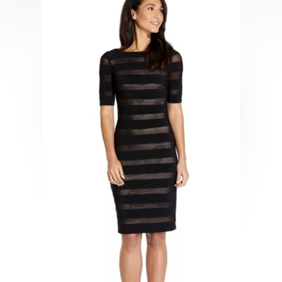 Adrianna Papell Womens‎ Short Sleeve Illusion Banded Sheath Dress NWT - Picture 4 of 8